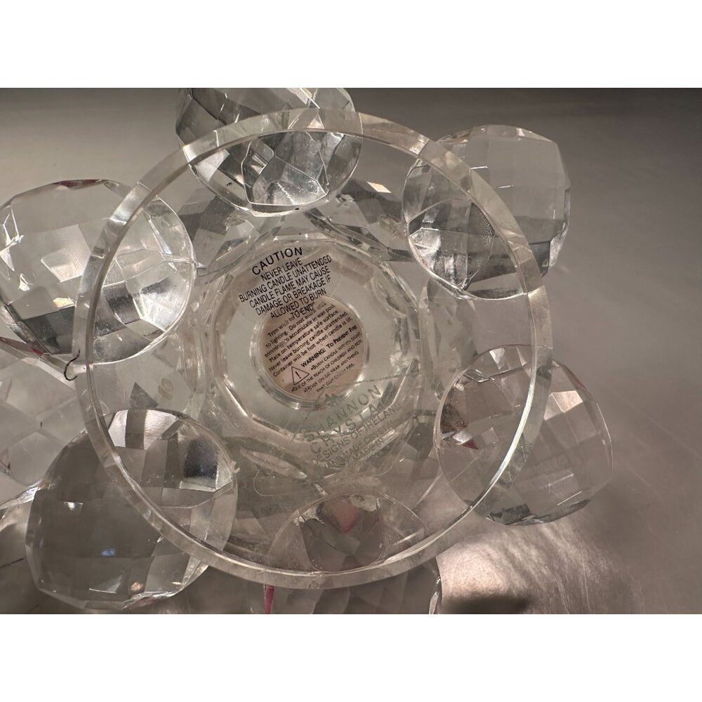 Shannon Crystal Candle Holder Lotus Flower Godinger Ireland Vintage Pair - Picture 11 of 16